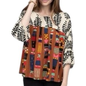 Ivy Jane Abstract Geometric Leaf
Print Viscose Blouse Made in USA - Size
XS